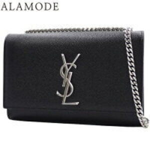 SAINT LAURENT PARIS Kate Chain Shoulder Bag Grain de Poudre Crocodile Black